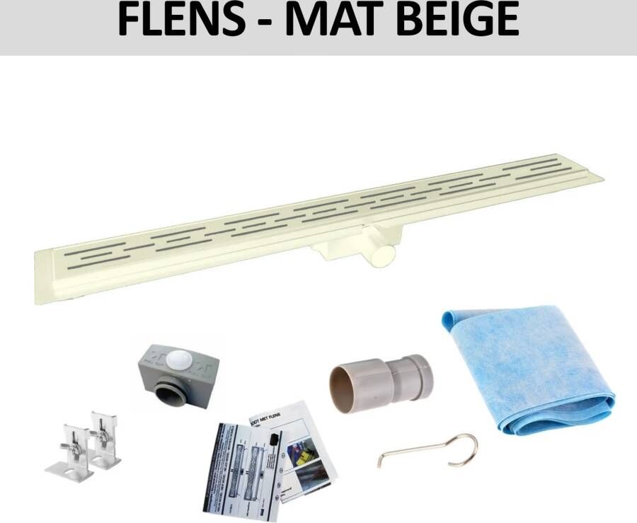 Boss & Wessing Douchegoot Flens BWS Met Uitneembaar Sifon 90 cm Mat Beige