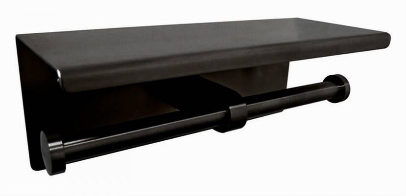 Boss & Wessing Dubbele Toiletrolhouder met Plateau BWS RVS Mat Zwart