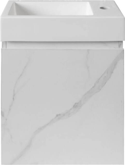 Boss & Wessing Fonteinkast BWS Sona Met Verticaal Reliëf Soft-close Wit Marmer