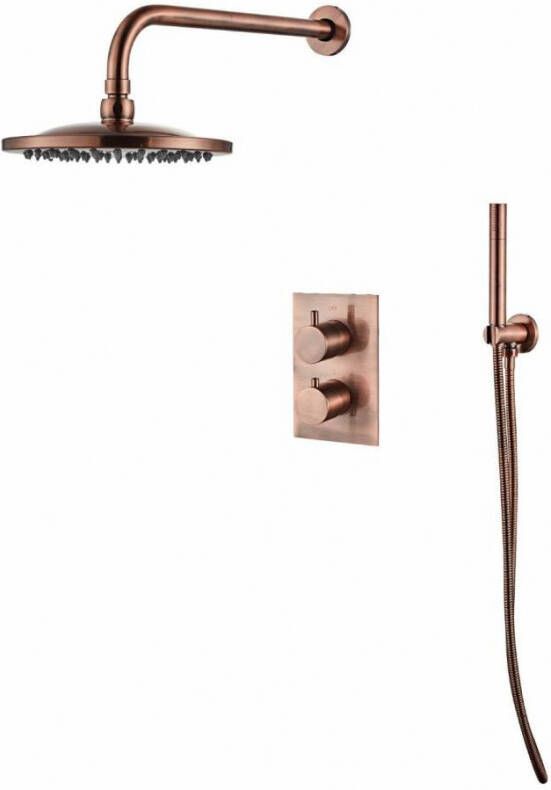 Boss & Wessing Inbouw Regendouche Set BWS 30 cm met Wandarm Geborsteld Koper