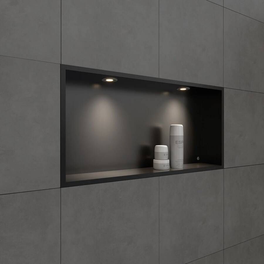 Boss & Wessing Inbouwnis BWS Alfie 30x60 cm Met LED Verlichting Mat Zwart