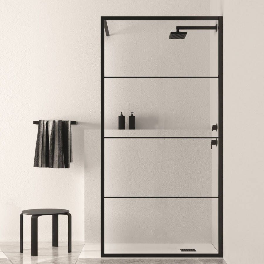 Boss & Wessing BWS Douchewand Frame 8mm Nano Glas | Mat Zwart | Raster | Inloopdouche (Alle maten) - Foto 2