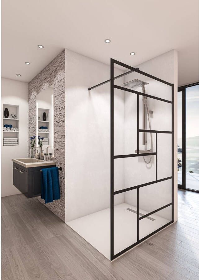 Boss & Wessing Inloopdouche BWS Free Time 140x200 cm Zwart Decor 5 Timeless Coating Mat Zwart Profiel - Foto 2