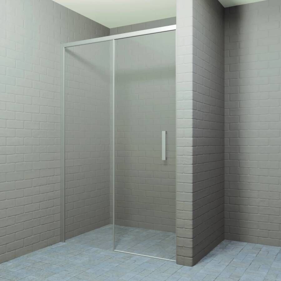 Boss & Wessing Nisdeur BWS Linea met Vast Paneel 120x200 cm 8 mm Soft Close NANO Glas RVS Look