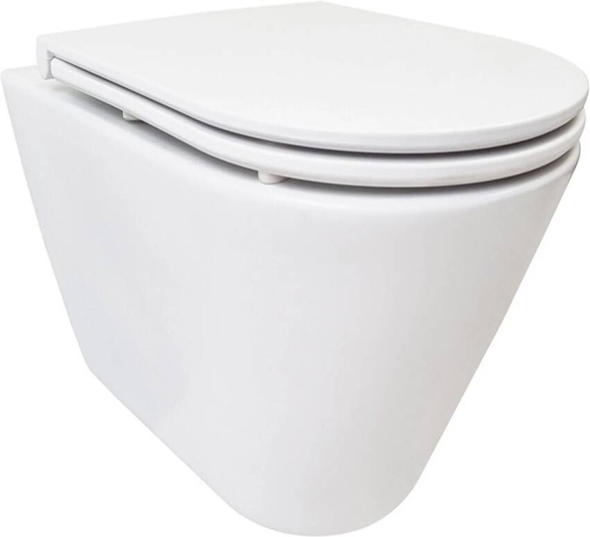 Boss & Wessing Rimless Wandcloset BSW Astev Wit Met Flatline Toiletzitting Softclose En Quick Release Mat Wit