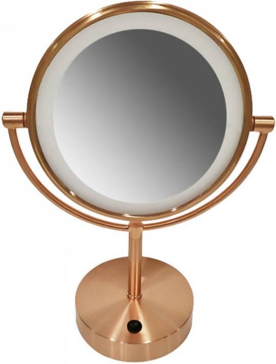 Boss & Wessing Scheer- en Cosmeticaspiegel BWS Staand Met LED Geborsteld Koper