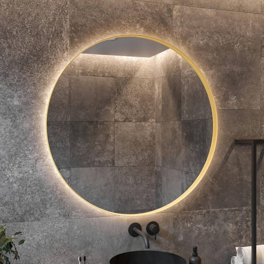 Boss & Wessing Spiegel Star Rond met LED Mat Goud 40 cm