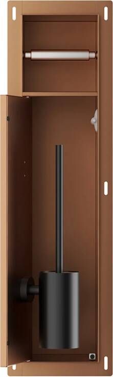 Boss & Wessing Toiletrol- en Borstelhouder Inbouw BWS Milan Betegelbaar Geborsteld Brons Koper