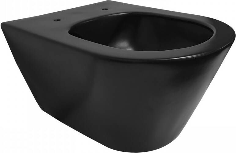 Boss & Wessing Wandcloset BWS 53x35x35 cm Keramiek Rimless Mat Zwart (Excl. zitting)