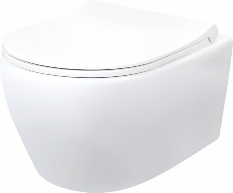 Creavit Toiletpot Hangend Aloni 36x51 5x40cm Wandcloset Keramiek Glans Wit Diepspoel Rimless met RVS Sproeier