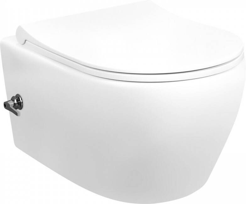 Creavit Toiletpot Hangend Aloni 36x51 5x40cm Wandcloset Keramiek Glans Wit Diepspoel Rimless met Bidet Warm Koud Water