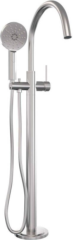 Brauer Badkraan Vrijstaand Brushed Carving met Handdouche 3-Standen Geborsteld RVS