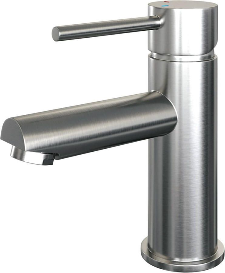Brauer Wastafelkraan Brushed Edition Opbouw Laag Mengkraan Rond Coldstart Geborsteld Nikkel PVD 1 Greeps