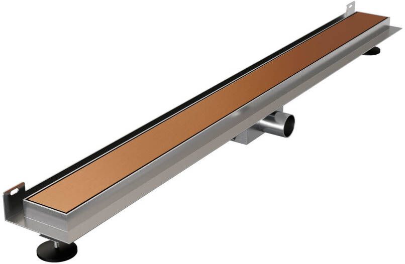 Brauer Douchegoot Geborsteld Koper Muur Montage Inclusief Vloerflens 90x7 cm Zero Tegelinlegrooster Omkeerbaar - Foto 2