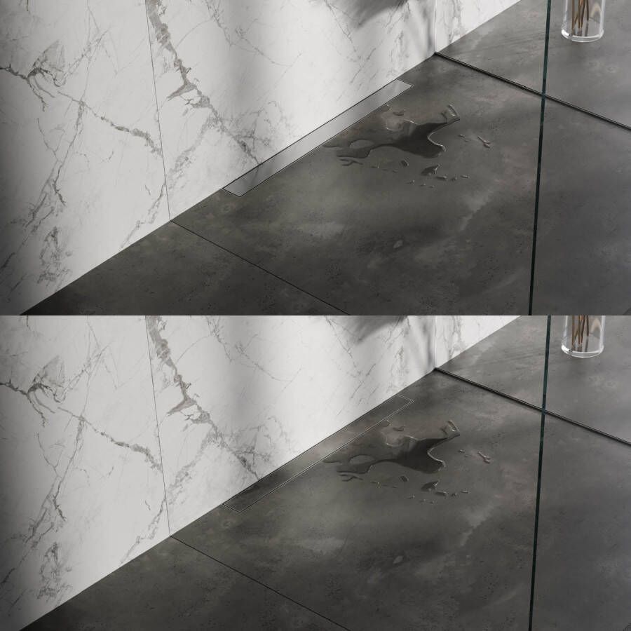 Brauer Douchegoot Geborsteld RVS Muur Montage Inclusief Vloerflens 80x7 cm Zero Tegelinlegrooster Omkeerbaar - Foto 3