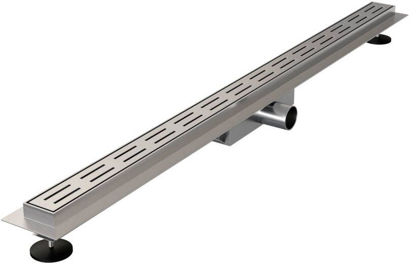 Brauer Douchegoot Small 90x5 cm RVS Vloerflens Inclusief Kunststof Sifon Verstelbare Poten - Foto 3