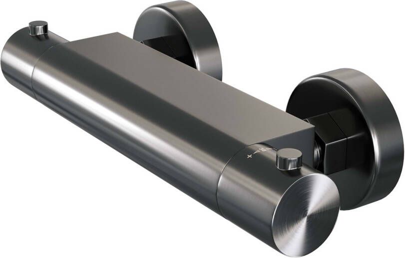 Brauer Gunmetal Edition Thermostaatkraan opbouw 2 gladde knoppen PVD geborsteld gunmetal 5-GM-044
