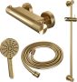 Brauer Gold Carving Douchekraan opbouw glijstang 1 functie 2 carving knoppen handdouche rond 3 standen PVD geborsteld goud 5-GG-086-2 - Thumbnail 2