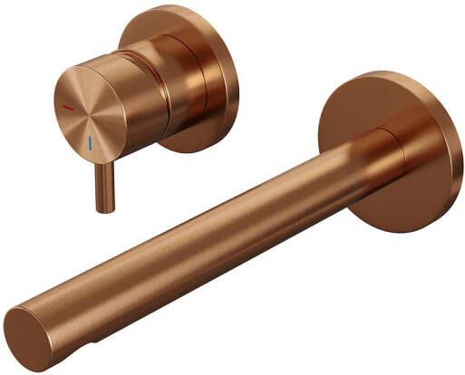 Brauer Copper Edition Wastafelmengkraan inbouw rechte uitloop rechts korte smalle gladde hendel afdekplaat model B2 PVD geborsteld koper 5-GK-083-S5 - Foto 2
