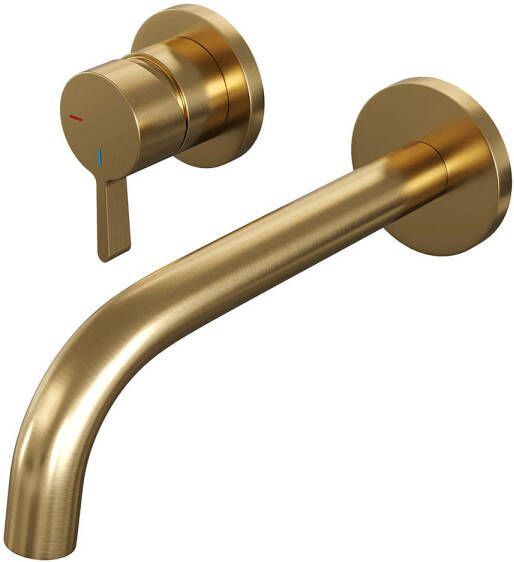 Brauer Gold Edition Wastafelmengkraan inbouw gebogen uitloop rechts hendel middel dik model E2 PVD geborsteld goud 5-GG-083-B1-65 - Foto 2