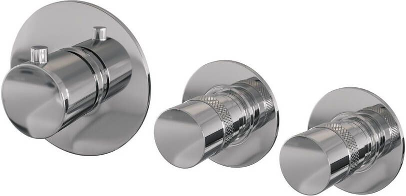Brauer Inbouwthermostaat Chrome Edition en 2 Stopkranen Met in- en Afbouwdelen Geborsteld Chroom