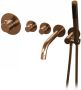 Brauer Copper Edition Badkraan Inbouw douchegarnituur 20cm uitloop met inbouwdeel 3 gladde knoppen handdouche rond 3 standen PVD geborsteld koper 5-GK-023 - Thumbnail 7