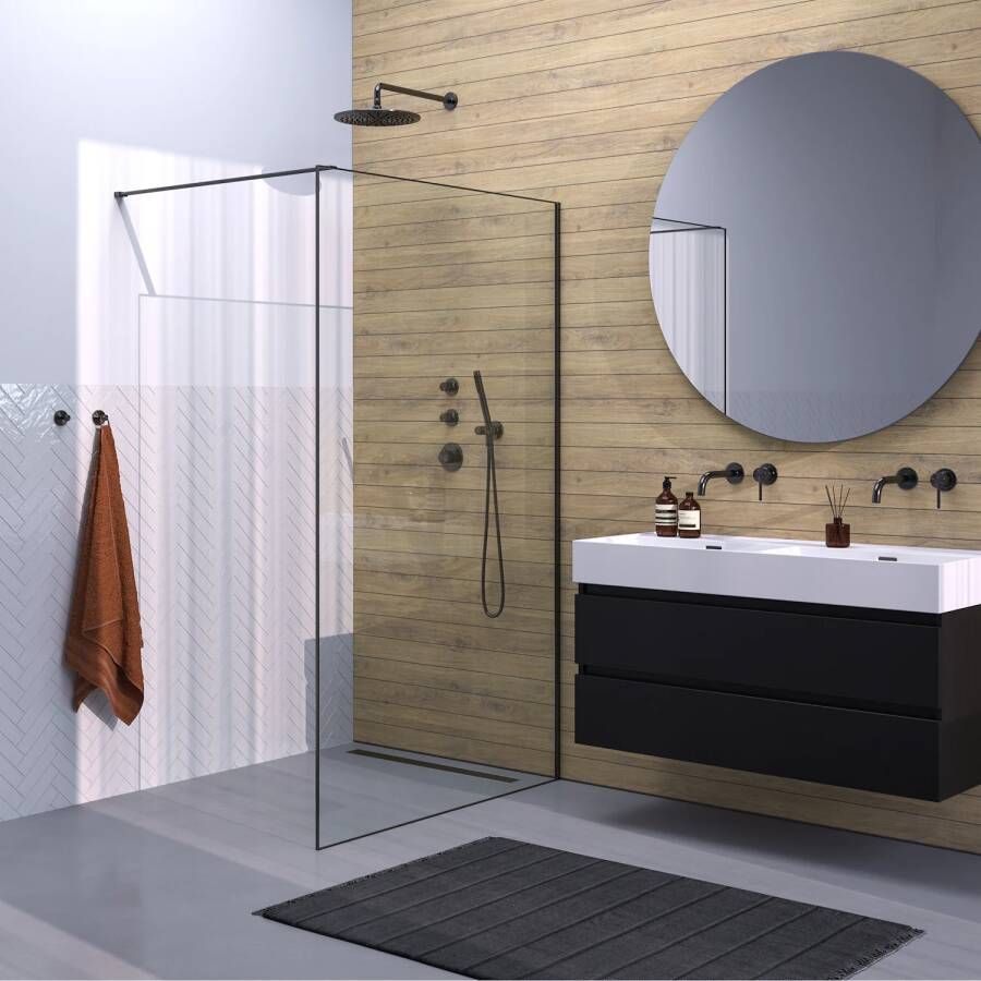 Brauer Gunmetal Frame Inloopdouche helder glas met frame 120x200cm gunmetal geborsteld GS-ILMP1H120200GM - Foto 2