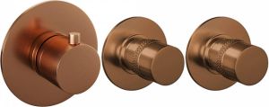 Brauer Copper Edition inbouw thermostaat met 2 stopkranen met inbouwdeel horizontale plaatsing geborsteld koper PVD