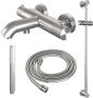 Brauer Brushed Carving Badkraan Opbouw glijstang 2 functies 2 carving knoppen handdouche rond 3 standen PVD geborsteld RVS 5-NG-085-2 - Thumbnail 2