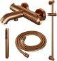 Brauer Copper Carving thermostatische opbouw badkraan met glijstang 1 stand staafhanddouche en 150cm doucheslang Koper geborsteld PVD 5-GK-085-1 - Thumbnail 2