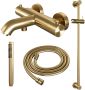 BRAUER Gold Edition Badkraan Opbouw glijstang 2 functies 2 gladde knoppen handdouche rond 3 standen PVD geborsteld goud 5-GG-041-2 - Thumbnail 2