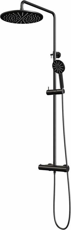 Brauer Regendouche Black Showerpipe met Thermostaat 30 cm 3 Standen Mat Zwart