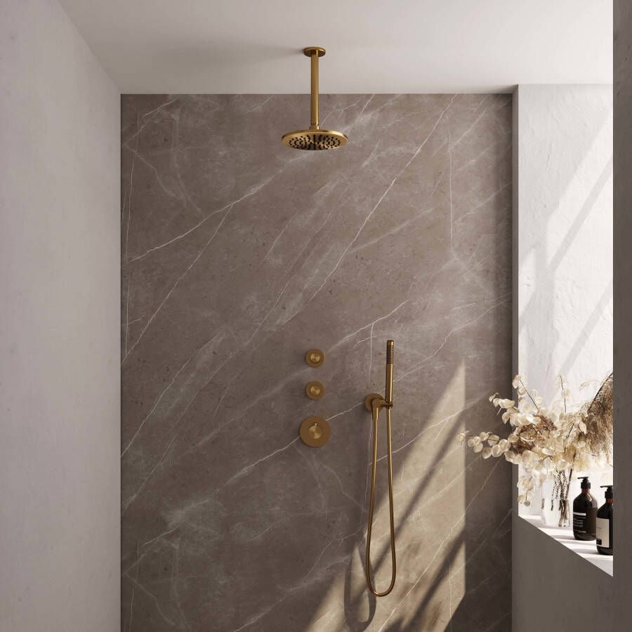 Brauer Gold Edition Thermostatische Inbouw Regendouche Set 24 30cm Douchekop met Plafondarm 3-Standen Handdouche Doucheslang Geïntegreerde Glijstang Goud Geborsteld PVD - Foto 2
