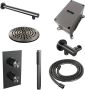 Brauer Gunmetal Carving thermostatische inbouw regendoucheset met 2-weg omstel 40cm gebogen wandarm met 20cm ronde hoofddouche 3 standen ronde handdouche 150cm gladde doucheslang met aansluitbocht en handdouchehouder Gunmetal geborsteld PVD 5-GM-129 - Thumbnail 2