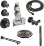 Brauer Gunmetal Carving thermostatische inbouw regendoucheset 20cm plafondarm met 20cm ronde hoofddouche 3 standen ronde handdouche 150cm gladde doucheslang met aansluitbocht en handdouchehouder Gunmetal geborsteld PVD 5-GM-107 - Thumbnail 2