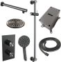 Brauer Gunmetal Edition thermostatische inbouw regendoucheset met 2-weg omstel 40cm gebogen wandarm met 20cm ronde hoofddouche 3 standen ronde handdouche 150cm gladde doucheslang met glijstang en handdouchehouder Gunmetal geborsteld PVD 5-GM-068 - Thumbnail 2