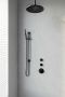 Brauer Mat zwarte thermostatische inbouw regendouche set 18 met 30 cm douchekop plafondarm staaf handdouche doucheslang en geïntegreerde glijstang - Thumbnail 3