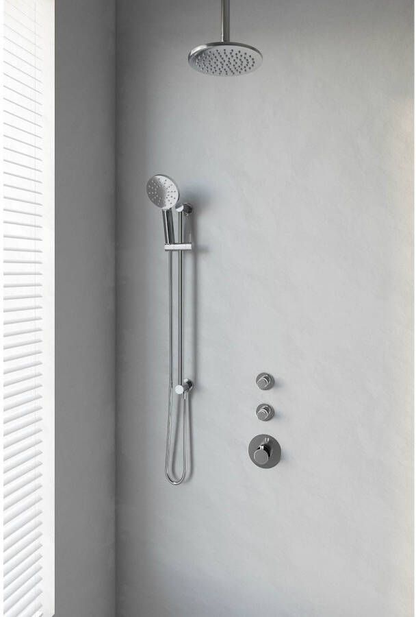 Brauer Thermostatisch Inbouwdoucheset Chrome 20 cm Hoofddouche Plafondarm 3 Standen Handdouche op Glijstang Chroom