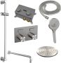 Brauer Thermostatische Inbouw Regendouche Carving Edition Met Drukknoppen SET 70 Met 30 cm Douchekop En Gebogen Muurarm En Staaf 3-Standen Handdouche En Doucheslang En Geintergreerde Glijstang RVS Geborsteld PVD - Thumbnail 3