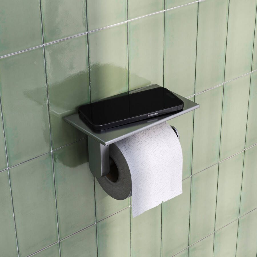 Brauer Toiletrolhouder Brushed Edition Met Planchet RVS Geborsteld PVD - Foto 2