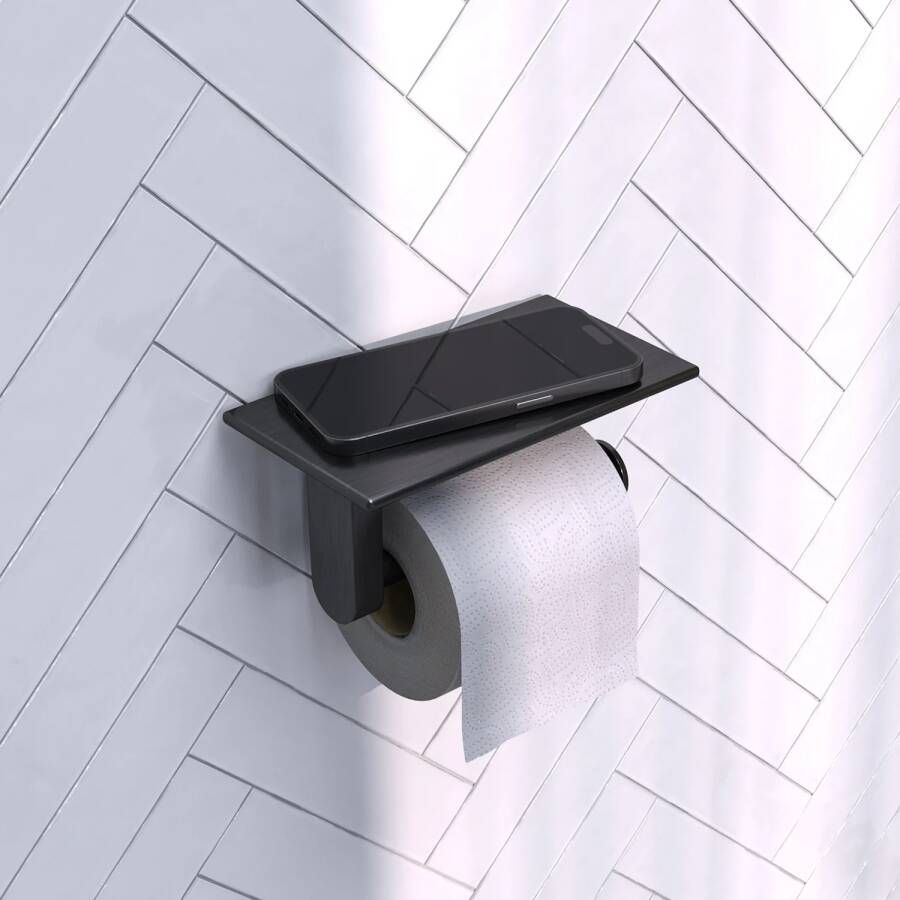 Brauer Toiletrolhouder Gunmetal Edition Met Planchet Gunmetal Geborsteld PVD - Foto 2