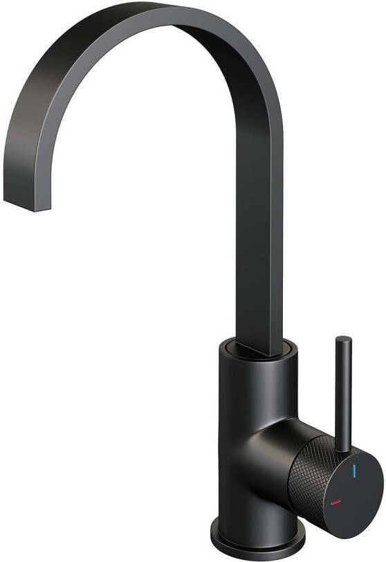 Brauer Black carving Wastafelmengkraan opbouw hoog draaibaar hendel lang smal carving mat zwart 5-S-003-S4 - Foto 2