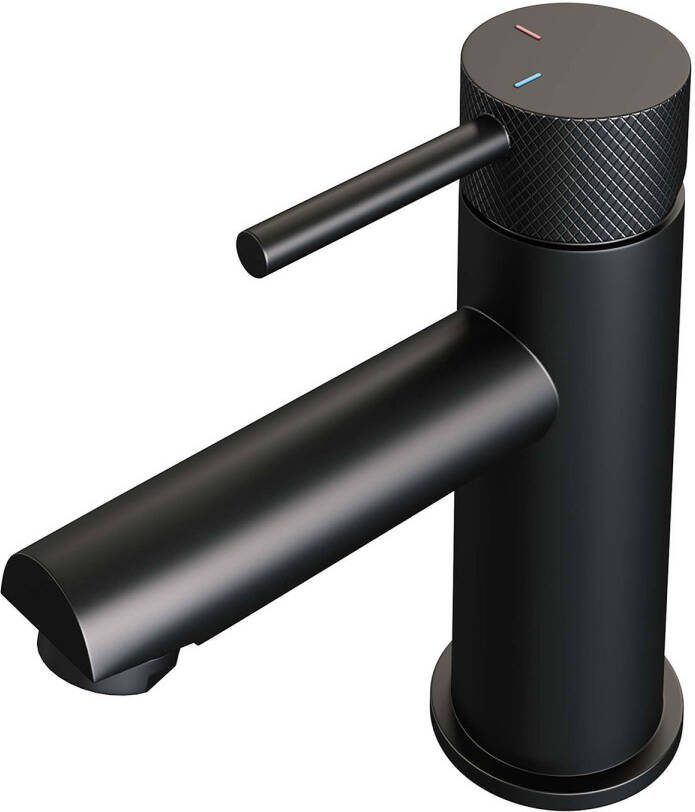 Brauer Wastafelmengkraan Black Carving Coldstart Opbouw Laag Ronde Hendel Mat Zwart