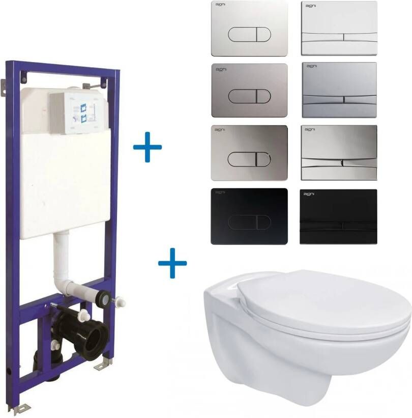 BWS Toiletset Budget Set 01 Basic Pro Randloos Wit Met Drukplaat