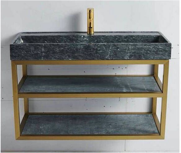 Casajoy Badkamermeubel Gold 100x42x55 cm Met Natuurstenen Wastafel