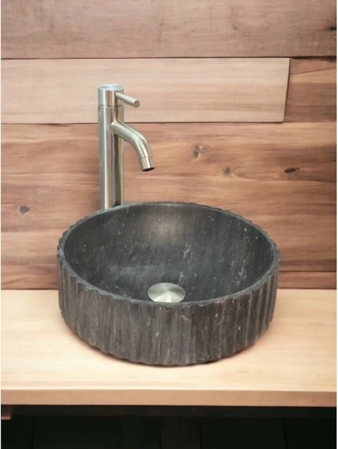 Casajoy Waskom Kenzo Rond 36 cm Natuursteen Ribbelrand