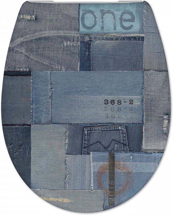 Douche Concurrent Toiletbril Cedo Jeans Print Duroplast Softclose en Quickrelease Toiletzitting