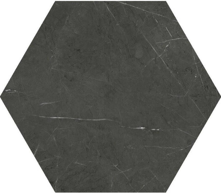 Cifre Vloertegel Ceramica Hexagon Marquina Marmerlook 15x17 cm Mat Zwart