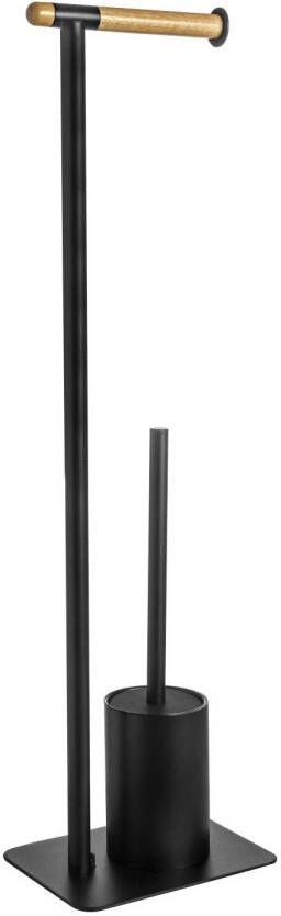 Cipi Toiletborstelhouder met Handdoekhouder Porta 20x77x16 cm Metaal Zwart
