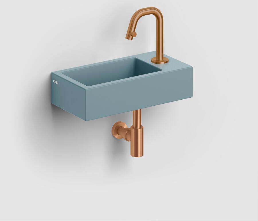Clou Flush 3 Fontein Met Kraangat Rechts Mat Blauw Keramiek 36 cm